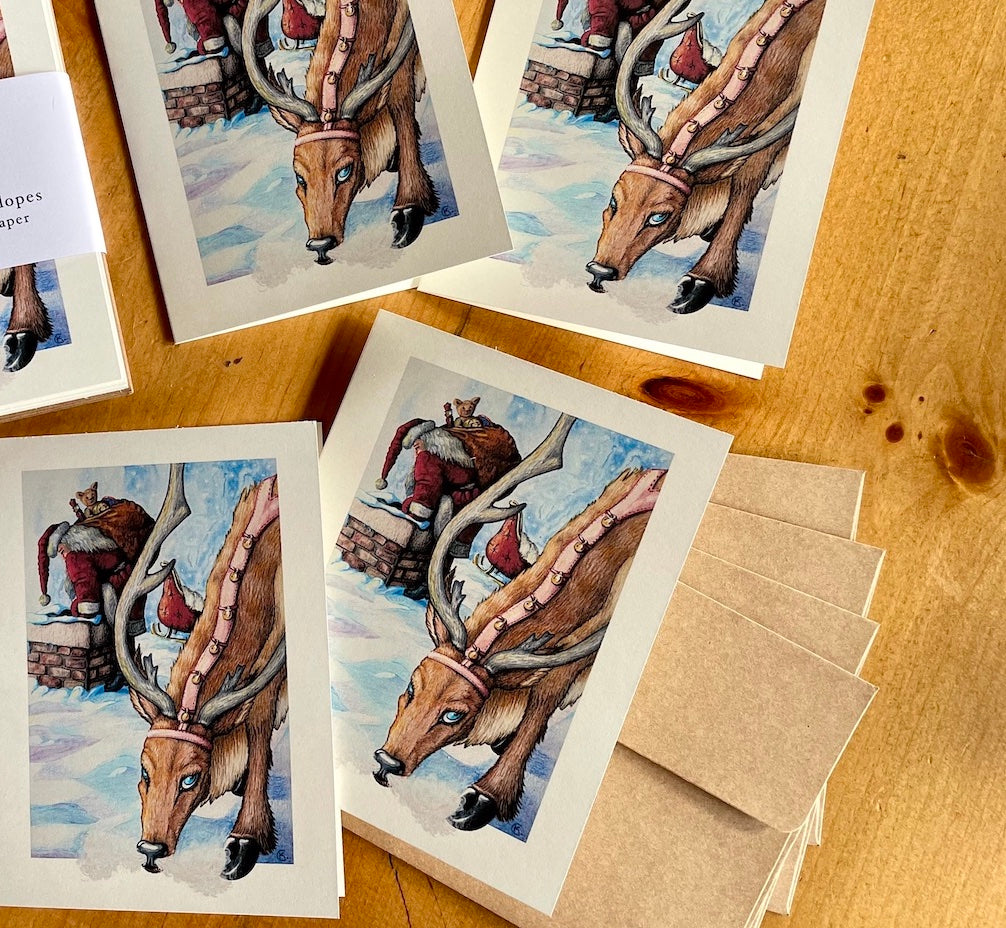 Christmas Card Set, Santa & Rudolph