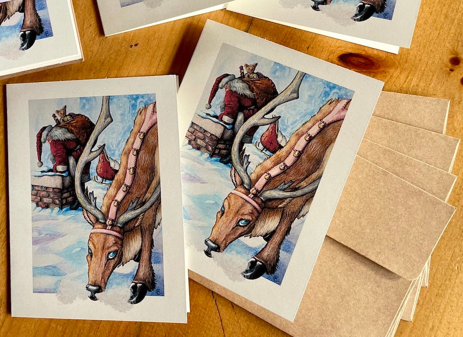 Christmas Card Set, Santa & Rudolph