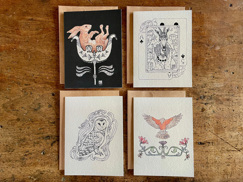 Whimsical Art Animal Card Set