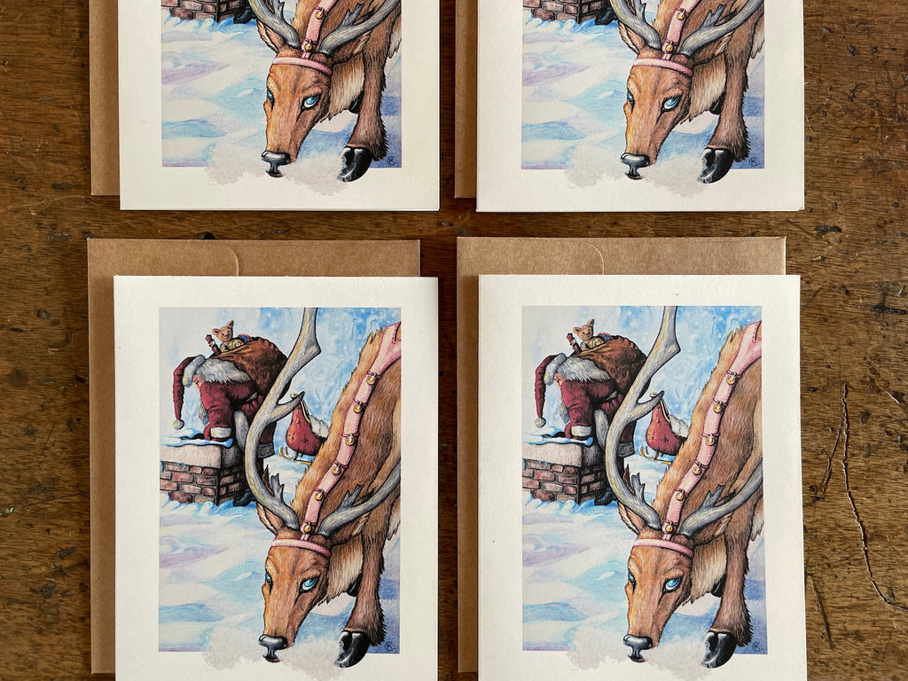 Christmas Card Set, Santa & Rudolph