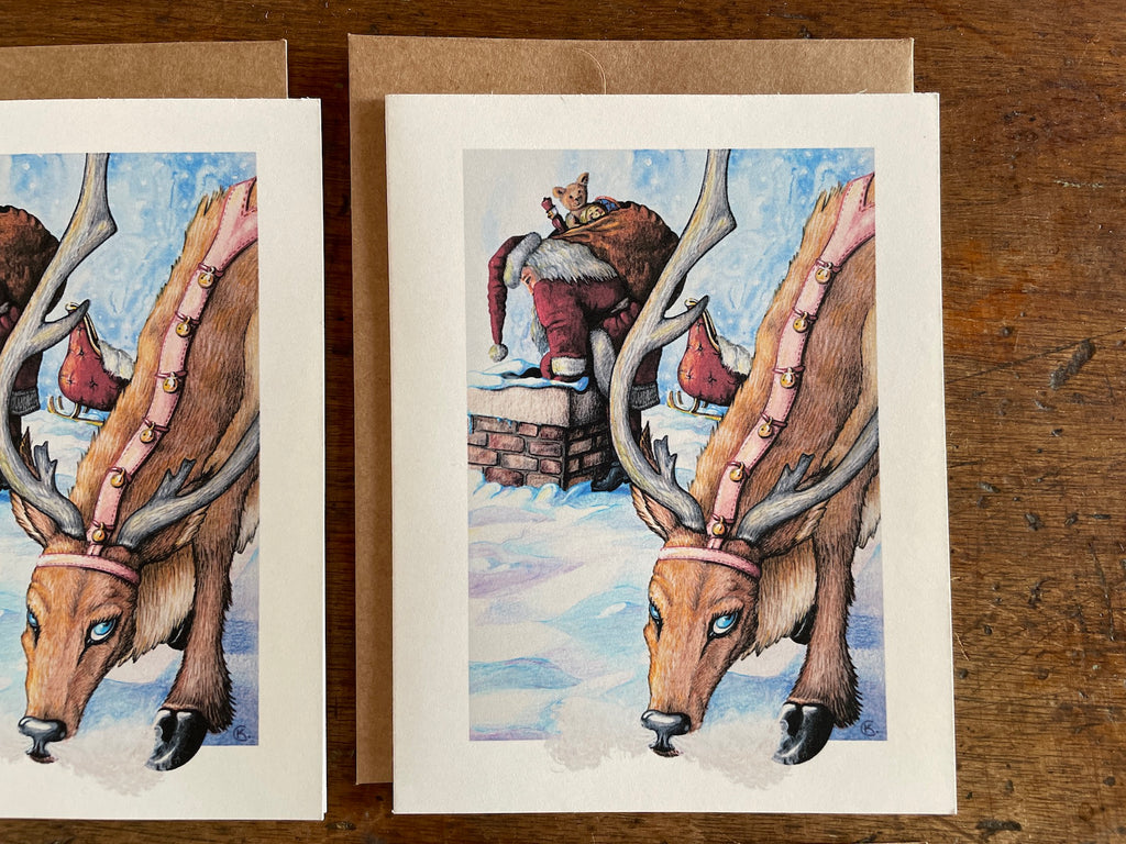 Christmas Card Set, Santa & Rudolph