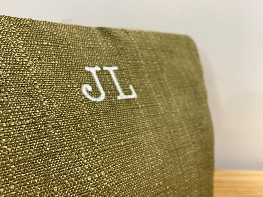 Olive Green Monogram Makeup Bag