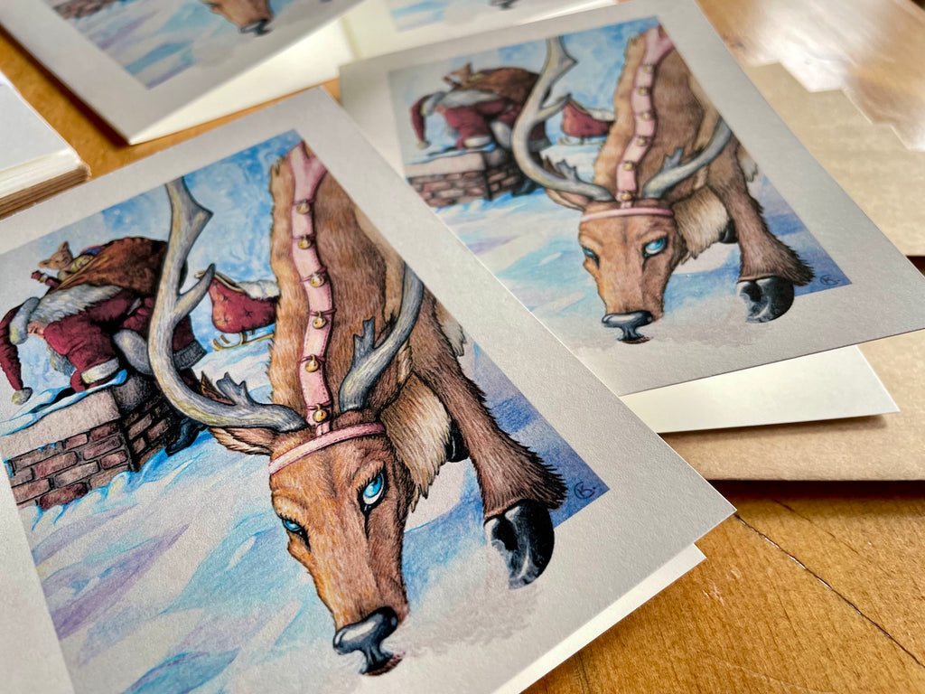 Christmas Card, Rudolph and Santa