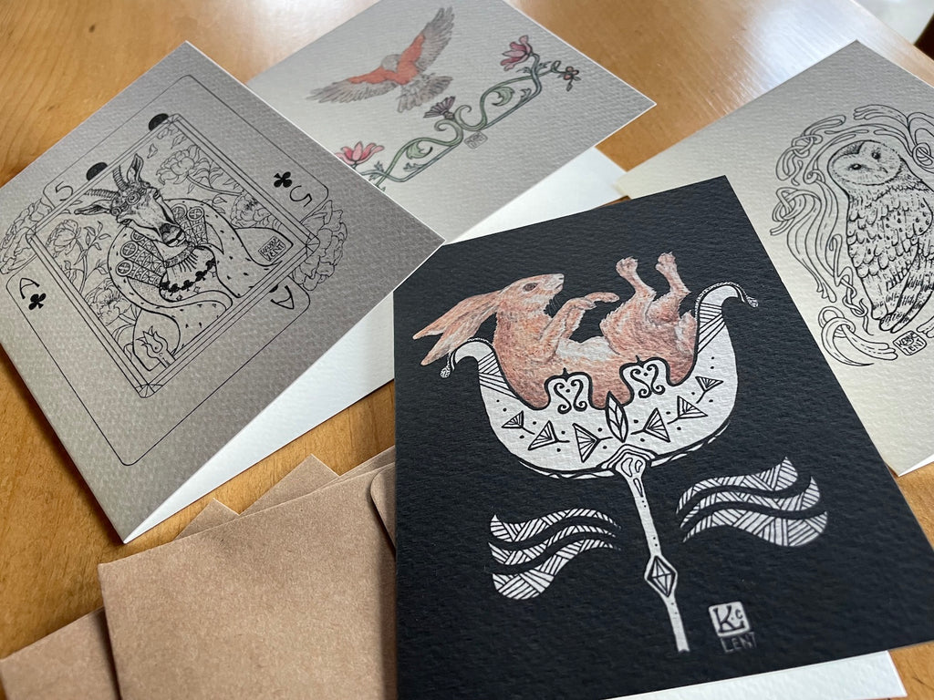 Whimsical Art Animal Card Set