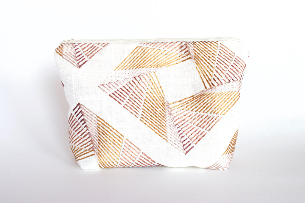 Linen Embroidered Makeup Bag