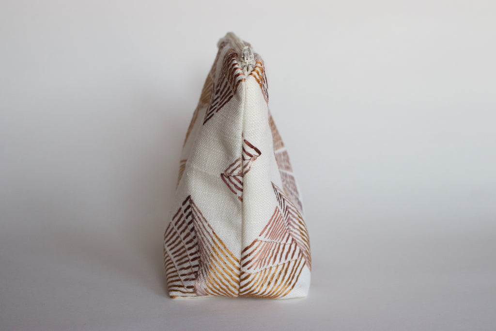 Linen Embroidered Makeup Bag