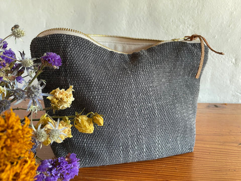 Grey Cotton Makeup Bag
