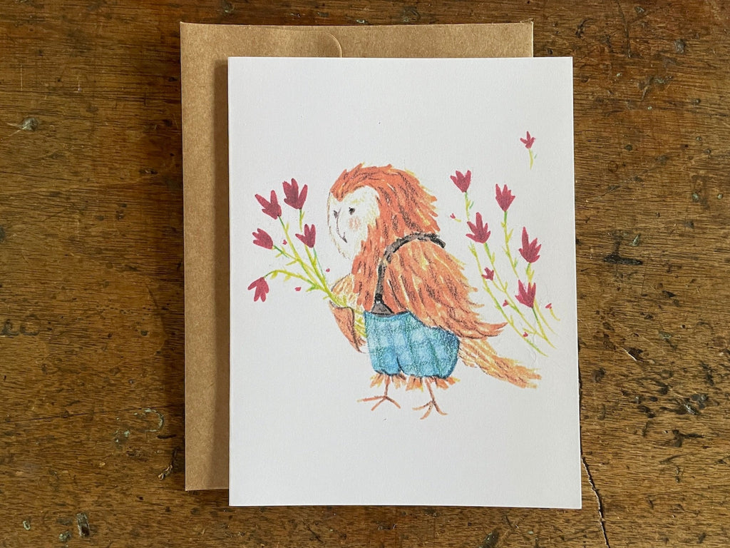 Owl with Flowers Card