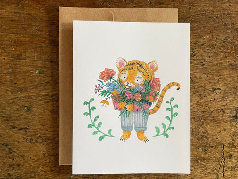 Tiger with Flowers Card