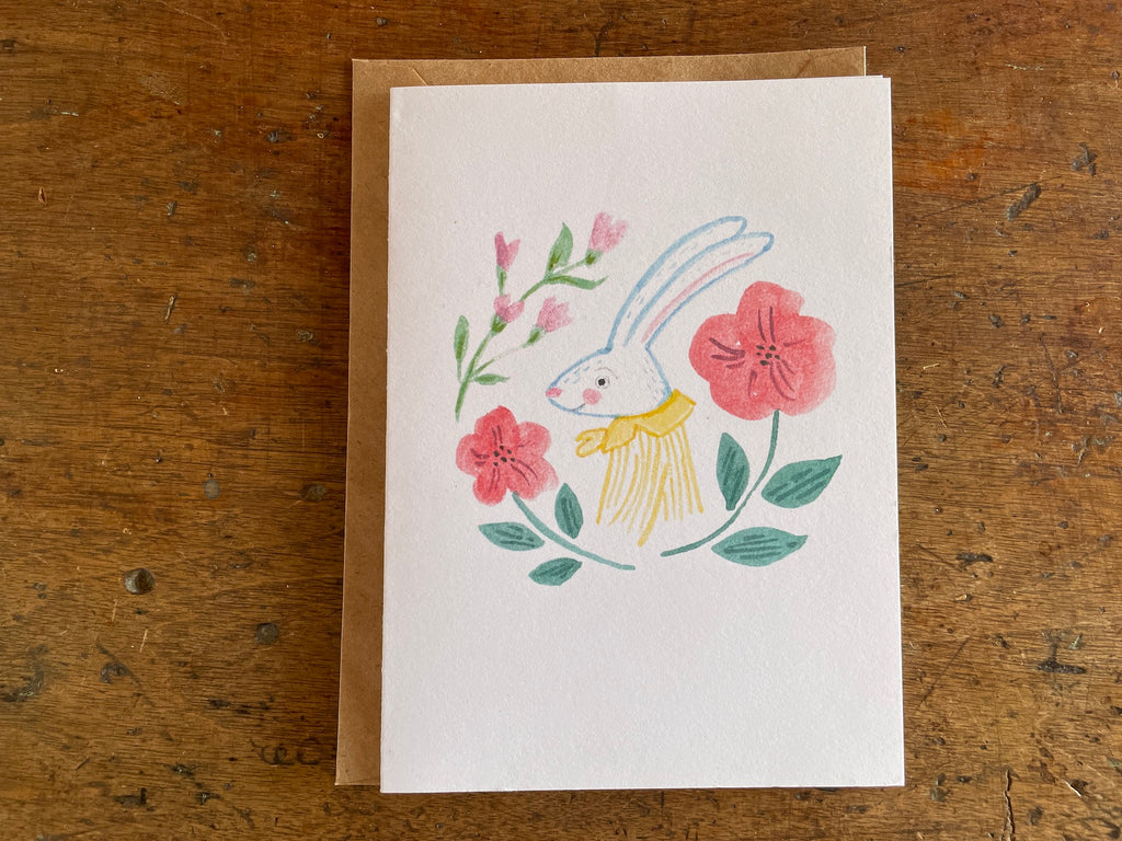 Bunny with Flowers Card