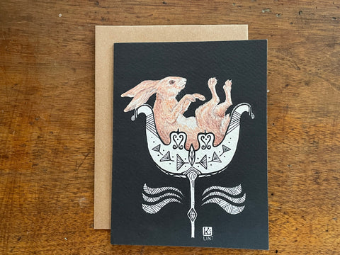 Hare Art Deco Art Card