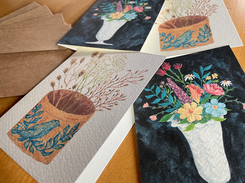 Painted Floral Art Card Set